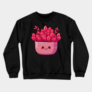 Cute Red Succulent in a Flower Pot | Cute Kawaii House Plant Design Crewneck Sweatshirt